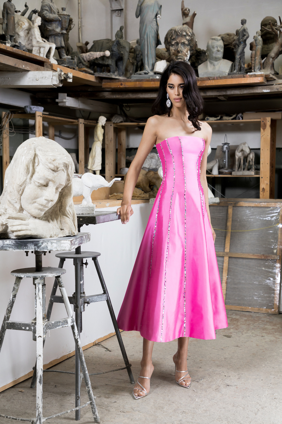 Sequined silk corset midi dress – RASARIO