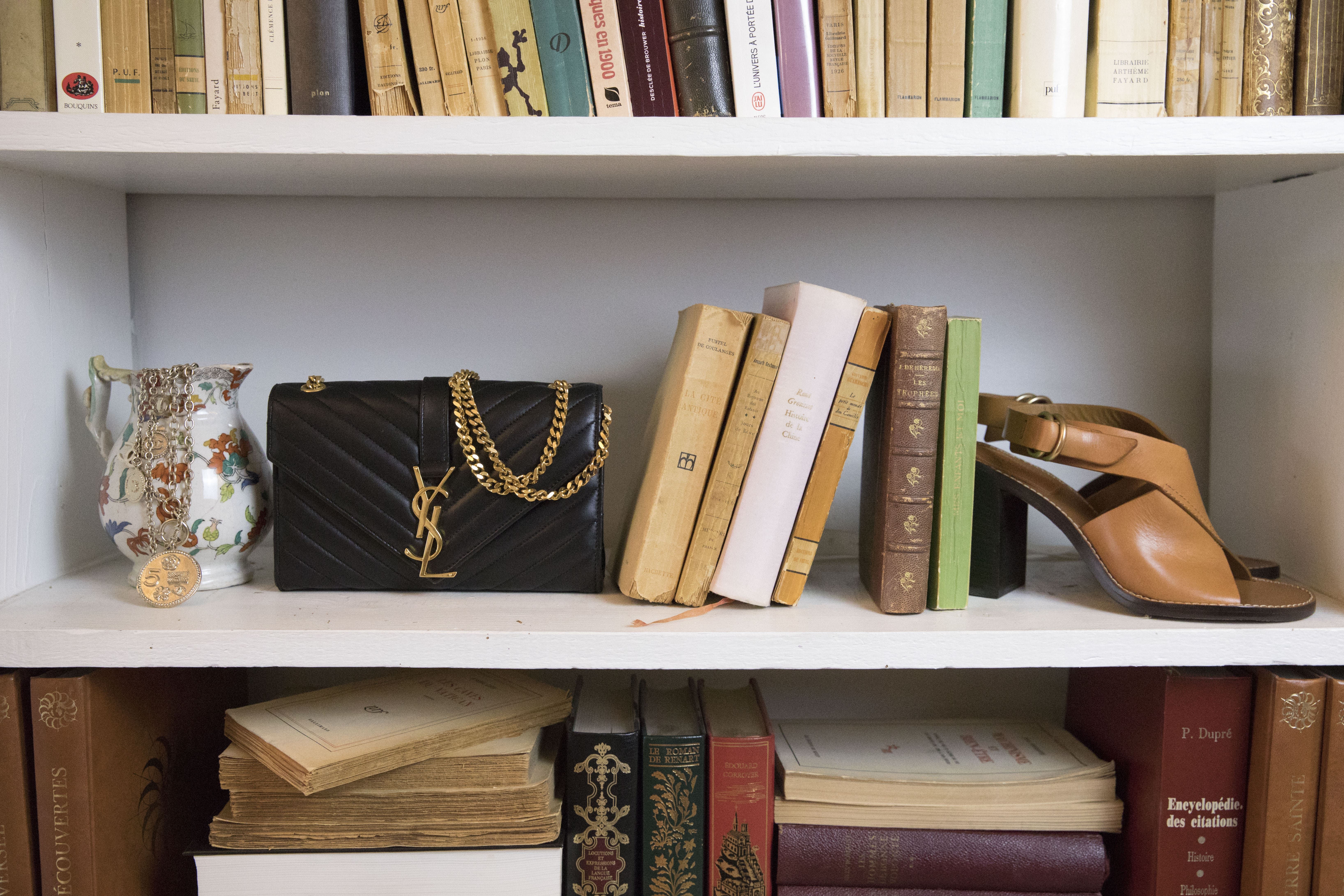 SAINT LAURENT Beige Quilted Large Envelope Bag — MOSS Designer Consignment