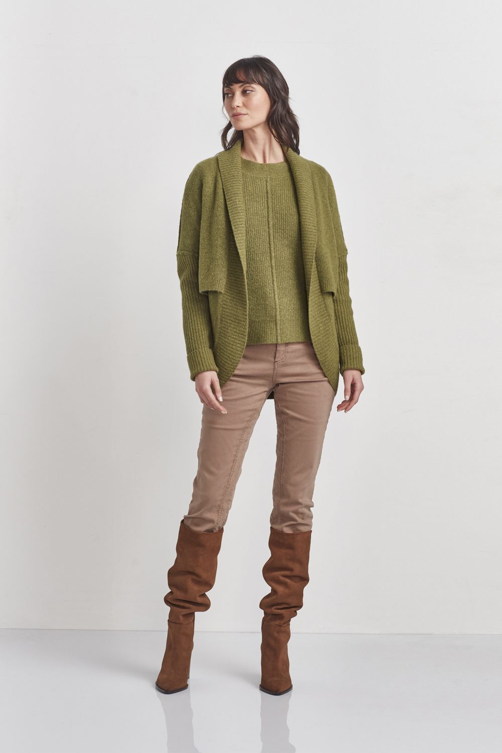 Pea green cardigan store