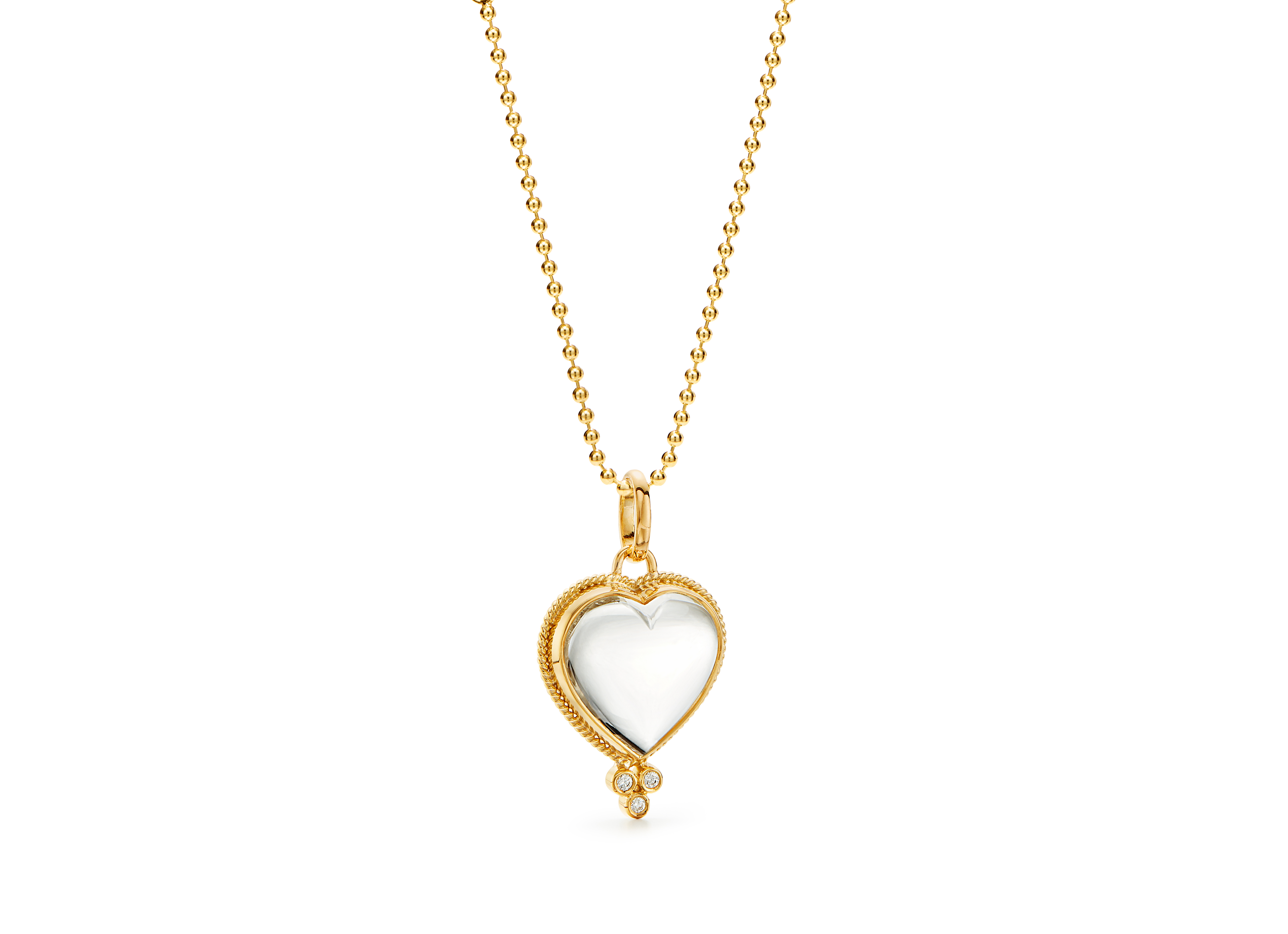 Crystal Ball with Hearts Pendant Necklace & Chain 